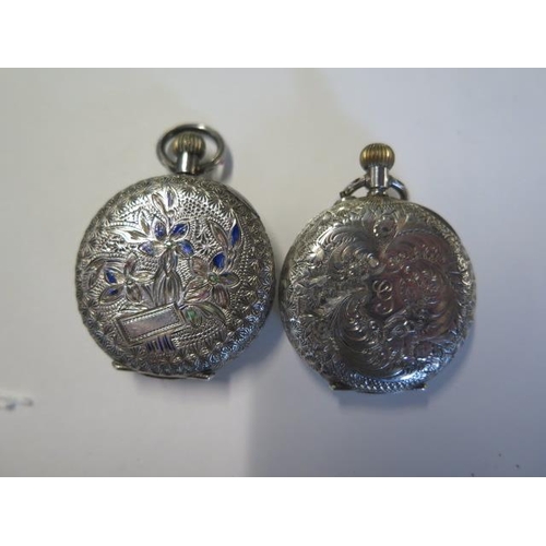 222 - Two small top wind silver pocket watches - 32mm cases - not working