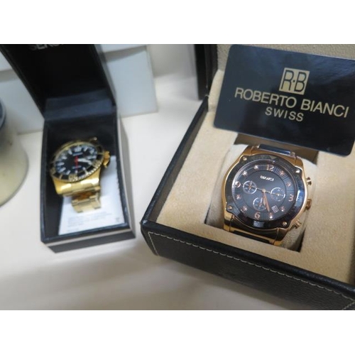 231A - Six boxed gents Quartz wristwatches - Armani, Sekonda, Corvette, Roberto Bianci, Oceanaut, Massimo D... 