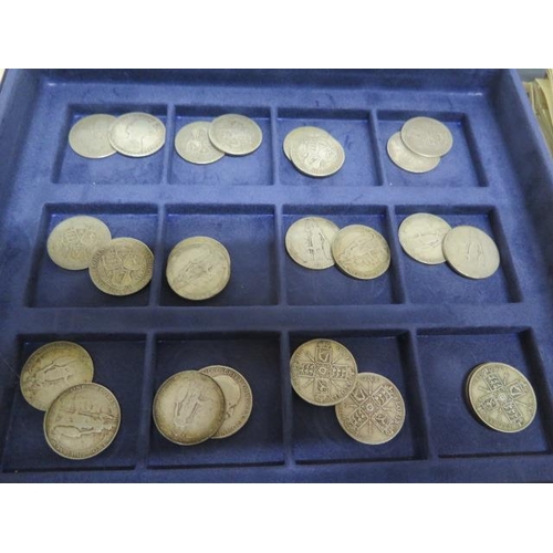 233 - A good collection of English silver and half silver coins to include 20 pre 1920 half crowns, 4 pre ... 