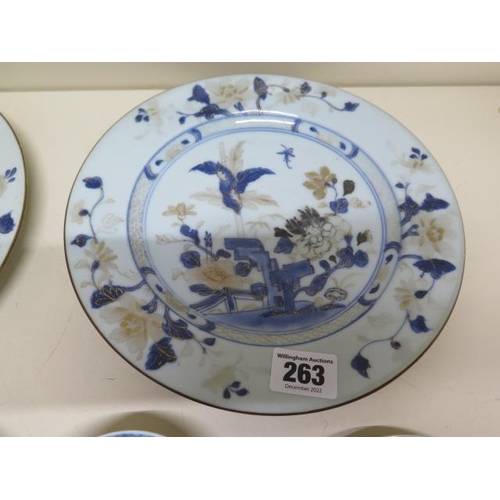 263 - Two Christie's Nanking Cargo tea bowls and saucers and two 23cm plates - tea bowls and saucers in go... 