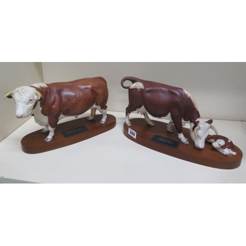 269 - Two Beswick connoisseur models Hereford Bull and Hereford Cow and Calf - Length 34cm - both good con... 