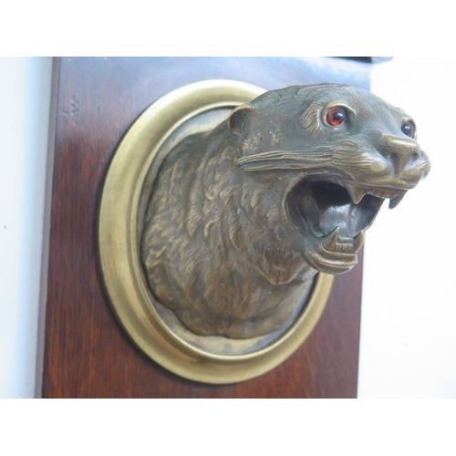 270 - A good quality brass/bronze Otter mahogany mounted gong - mount 38cm tall