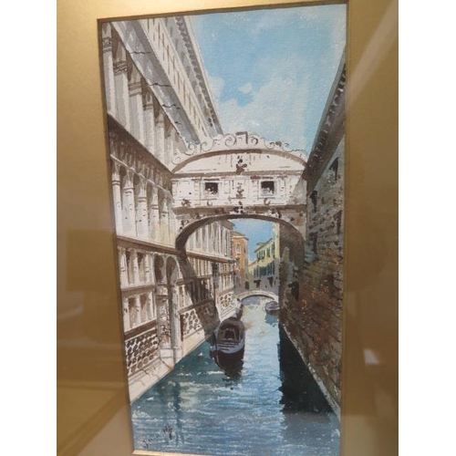 383 - Four gilt framed watercolours Venetian scenes signed indistinctly - frame size 48cm x 33cm