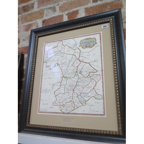 389 - A late 16th century coloured map by Robert Morden, engraved by Sutton Nichols - frame size 69cm x 59... 