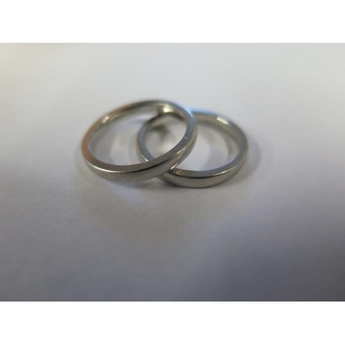 43 - Two 950 platinum band rings size I - approx 8 grams