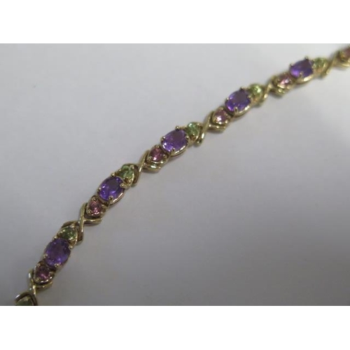 49 - A 9ct yellow gold multi stone bracelet - Length 19cm, approx weight 6.6 grams - good condition
