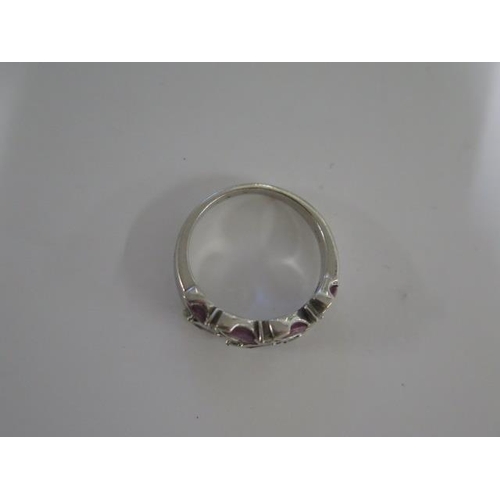 50 - An 18ct white gold diamond and pink sapphire ring size M - approx weight 5.5 grams - generally good