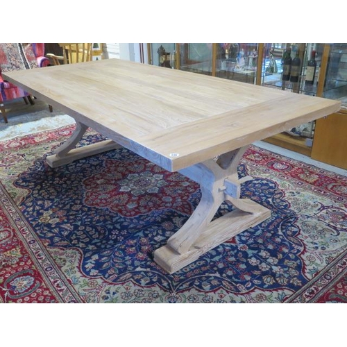 546 - A modern limed wood refectory table - Length 240cm x Width 110cm - 5cm thick top