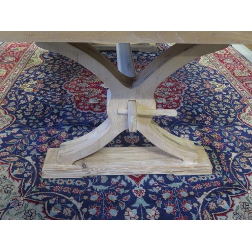 546 - A modern limed wood refectory table - Length 240cm x Width 110cm - 5cm thick top