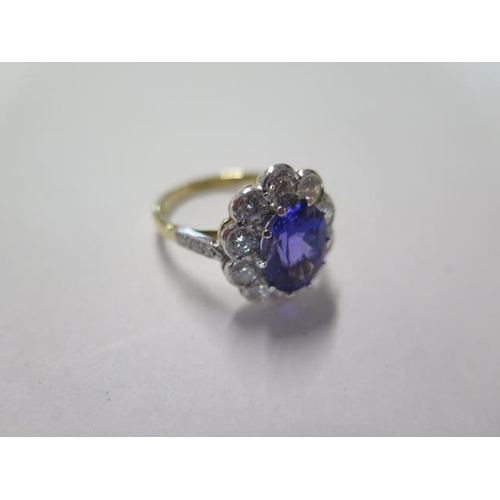 66 - An 18ct yellow gold Tanzanite and Diamond ring - Tanzanite approx 2cts (very good colour) - Diamond ... 