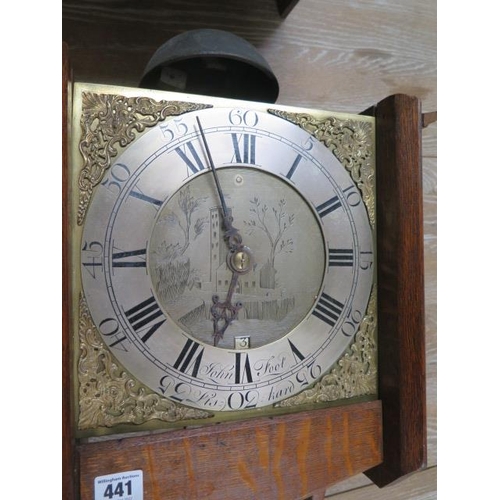 449 - An 18th century 30 hour wall clock movement signed John Foot Liskard with silvered chapter ring, eng... 