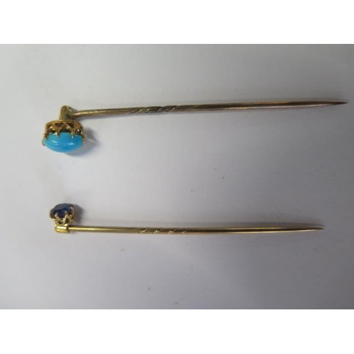 16 - Two gilt metal tie pins in boxes
