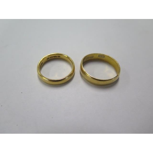 17 - Two hallmarked 22ct yellow gold rings, one size L/M, total weight approx 9.5 grams