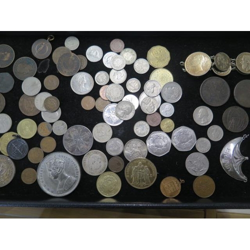 234 - A collection of assorted World coins and tokens including a 1902 Earls Court Gigantic Wheel token