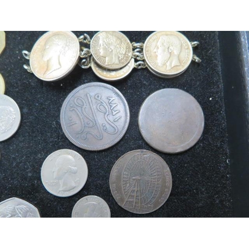 234 - A collection of assorted World coins and tokens including a 1902 Earls Court Gigantic Wheel token