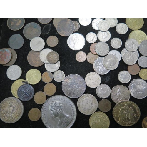 234 - A collection of assorted World coins and tokens including a 1902 Earls Court Gigantic Wheel token