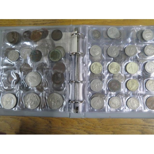 237 - An album of British coins to include an 1890 crown and eight other Victorian silver coins and some l... 