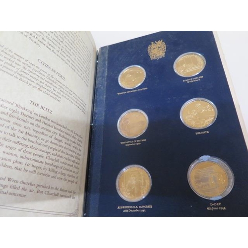 255 - A Churchill Centenary Trust silver gilt medallion collection from John Pinches, 24 medals in a prese... 