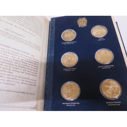 255 - A Churchill Centenary Trust silver gilt medallion collection from John Pinches, 24 medals in a prese... 