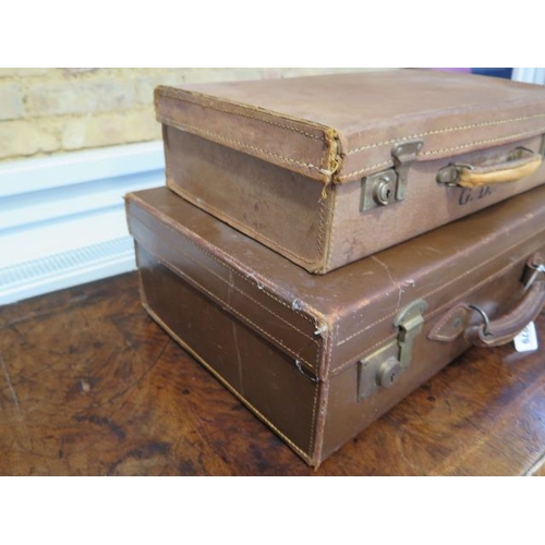 279 - Two vintage leather suitcases - Largest 56cm wide