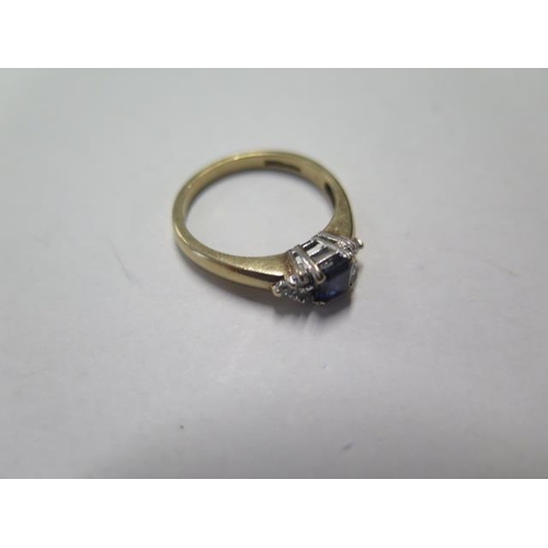 28 - A pretty hallmarked 9ct yellow gold sapphire and diamond ring size O - approx weight 2.8 grams - ove... 