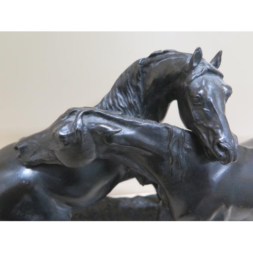 280 - A cast iron group of two horses after the original by Pierre Jules Mene by FALKIRK Iron Company - He... 