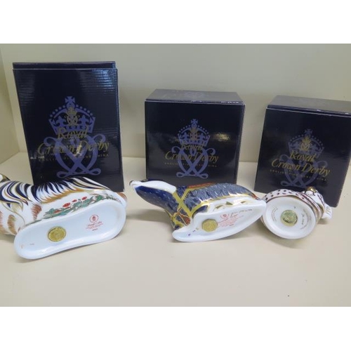 316 - Three boxed Royal Crown Derby paperweights, Koala and baby, Moonlight Badger and Rough Collie, all g... 