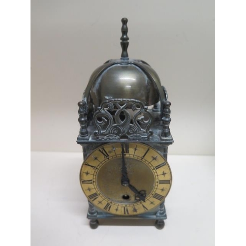 442 - A Smiths Clock & Watches Company spring driven lantern style clock - Height 25cm - with key, running