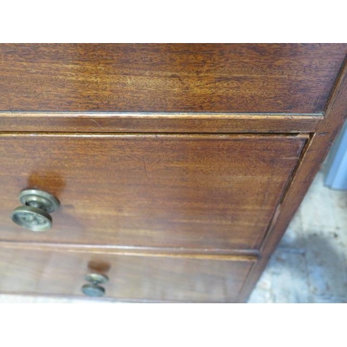 459 - A Georgian mahogany five drawer chest on bracket feet - some moulding losses, back foot has some los... 