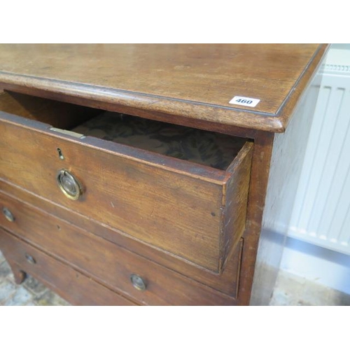 460 - A Georgian mahogany five drawer chest on splayed bracket feet - Height 104cm x 107cm x 54cm