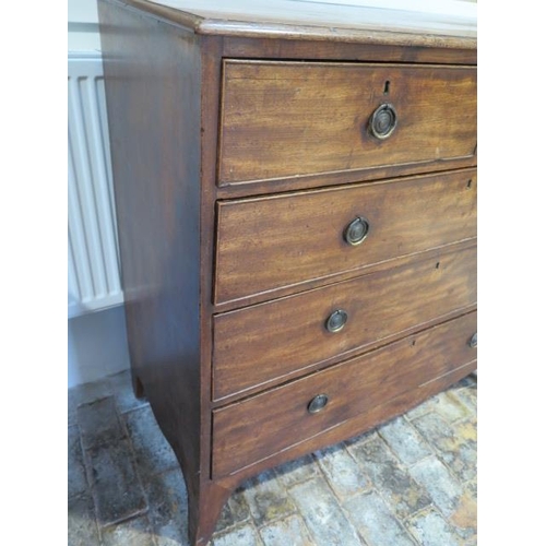 460 - A Georgian mahogany five drawer chest on splayed bracket feet - Height 104cm x 107cm x 54cm