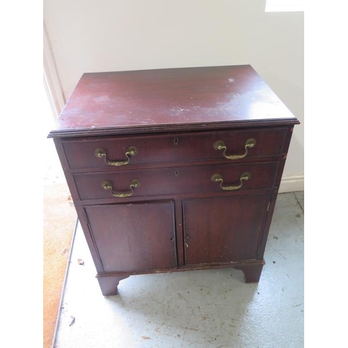 515 - A mahogany cabinet with two drawers above two cupboard doors - Height 75cm x 64cm x 46cm