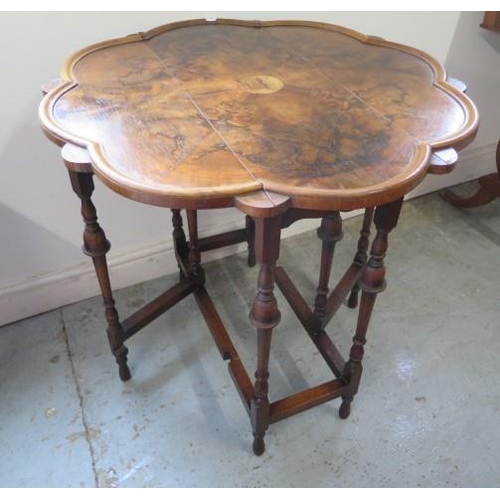 516 - A walnut tray top drop leaf side table - Height 69cm x 76cm x 76cm