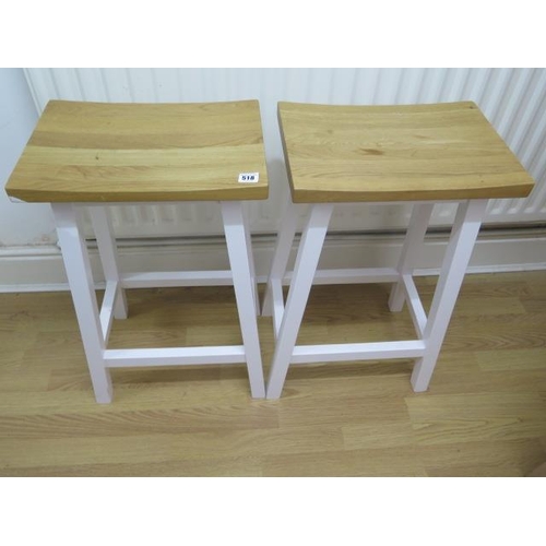 518 - A pair of good quality painted stools with oak tops - Height 69cm x 40cm x 27cm