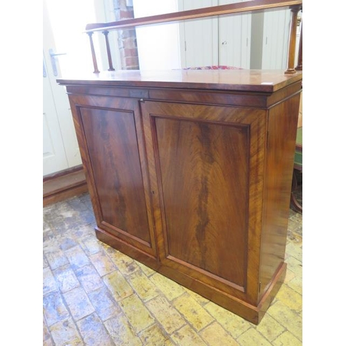 522 - A 19th century mahogany two door chiffonier with an upstand - Height 134cm x 120cm x 38cm