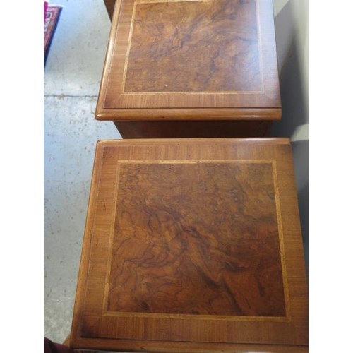 524 - A pair of walnut three drawer bedside chests made by a local craftsman to a high standard - Height 7... 