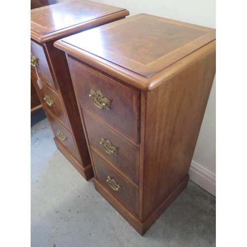 524 - A pair of walnut three drawer bedside chests made by a local craftsman to a high standard - Height 7... 