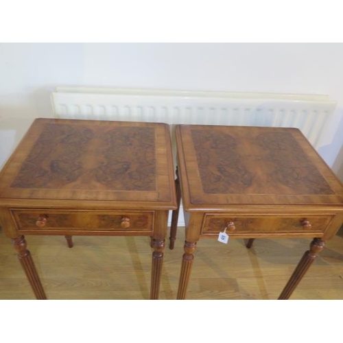 525 - A pair of new walnut lamp tables each with a drawer on turned reeded legs made by a local craftsman ... 