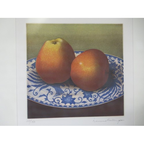 390 - A pair of Terance Millington artist proof plate etchings - Oranges on a Plate and Apples on a Plate ... 