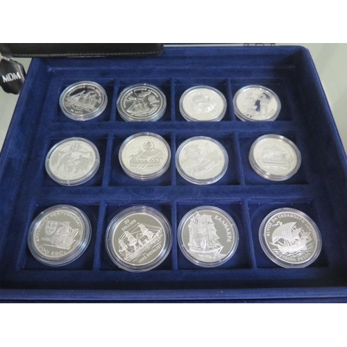 181 - A collection of 24 MDM Silver Ships and Explorers silver coins - 20 x 925 = approx 618 grams, 2 X 90... 