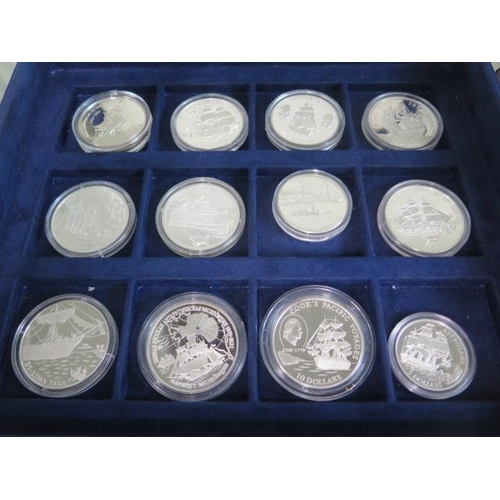 181 - A collection of 24 MDM Silver Ships and Explorers silver coins - 20 x 925 = approx 618 grams, 2 X 90... 