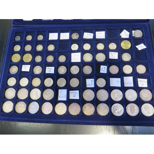 193 - A collection of British coinage including three early silver coins, 18 pre 1920 florins, a George II... 