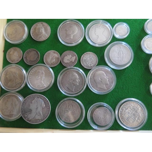 195 - A collection of Georgian and later coins including 38 pre 1920 silver coins , approx 318 gs