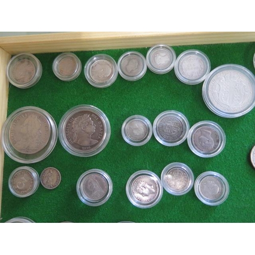 195 - A collection of Georgian and later coins including 38 pre 1920 silver coins , approx 318 gs