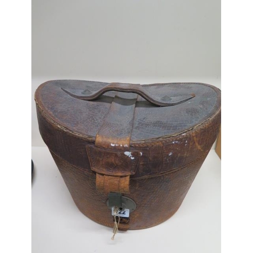 222 - A faux crocodile top hat box with a brushed silk top hat - approx size 7 and another top hat approx ... 