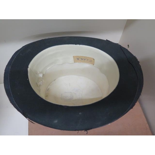 222 - A faux crocodile top hat box with a brushed silk top hat - approx size 7 and another top hat approx ... 