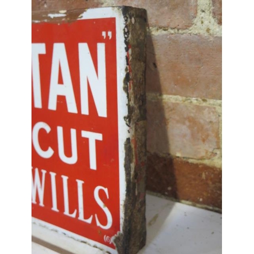 228 - A double sided enamel Will's Gold Flake Cigarettes and Capstan Navy Cut shop advertising sign - 28cm... 