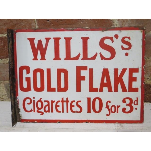 228 - A double sided enamel Will's Gold Flake Cigarettes and Capstan Navy Cut shop advertising sign - 28cm... 