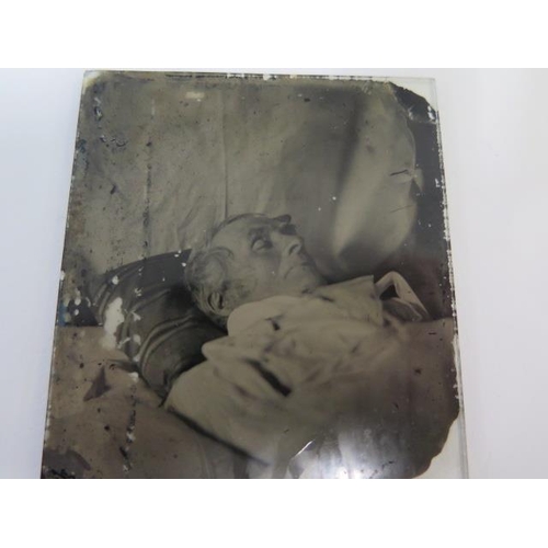 242 - A Victorian Death photograph on glass - 8cm x 6.5cm - no case, some losses