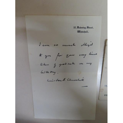 243 - A signed letter from Winston Churchill to Dr Wm Allison Drake thanking him for a birthday present wi... 